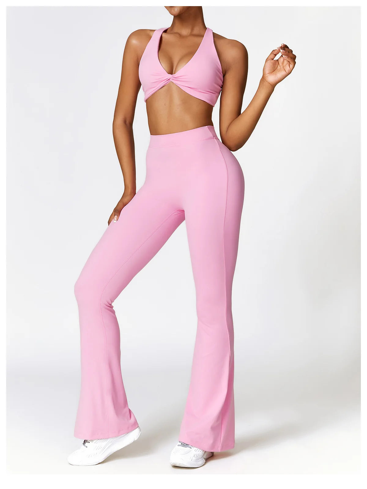 Pink - High Waist Flared Yoga Leggings for Women