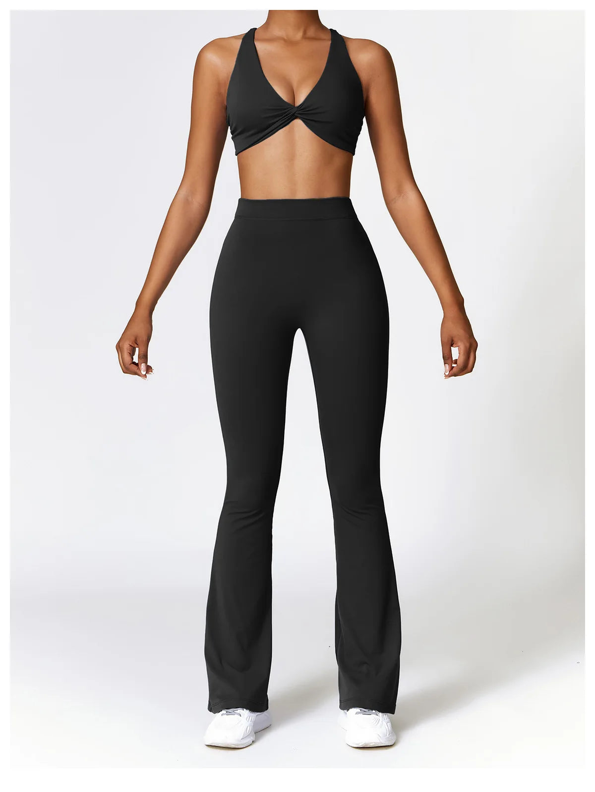 Premium Black - High Waist Flared Yoga Leggings for Women