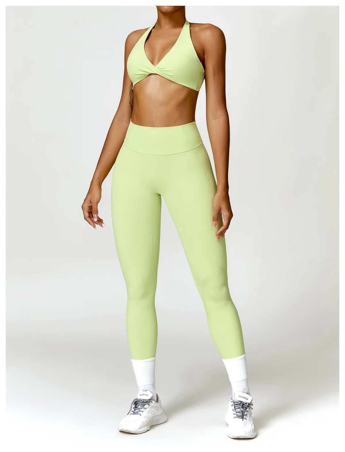 Yellow Green - Breathable Yoga Sports Bra - Push Up & Stylish