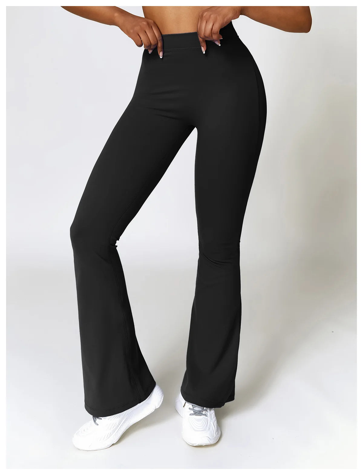 Premium Black - High Waist Flared Yoga Leggings for Women