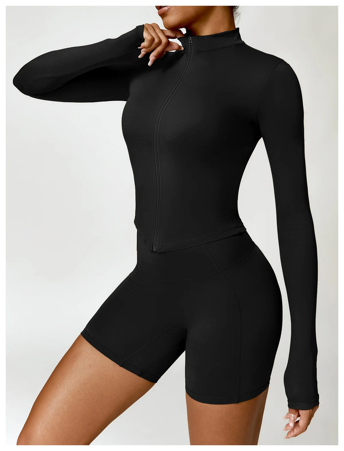 Premium Black - Premium Long Sleeve Yoga Workout Top