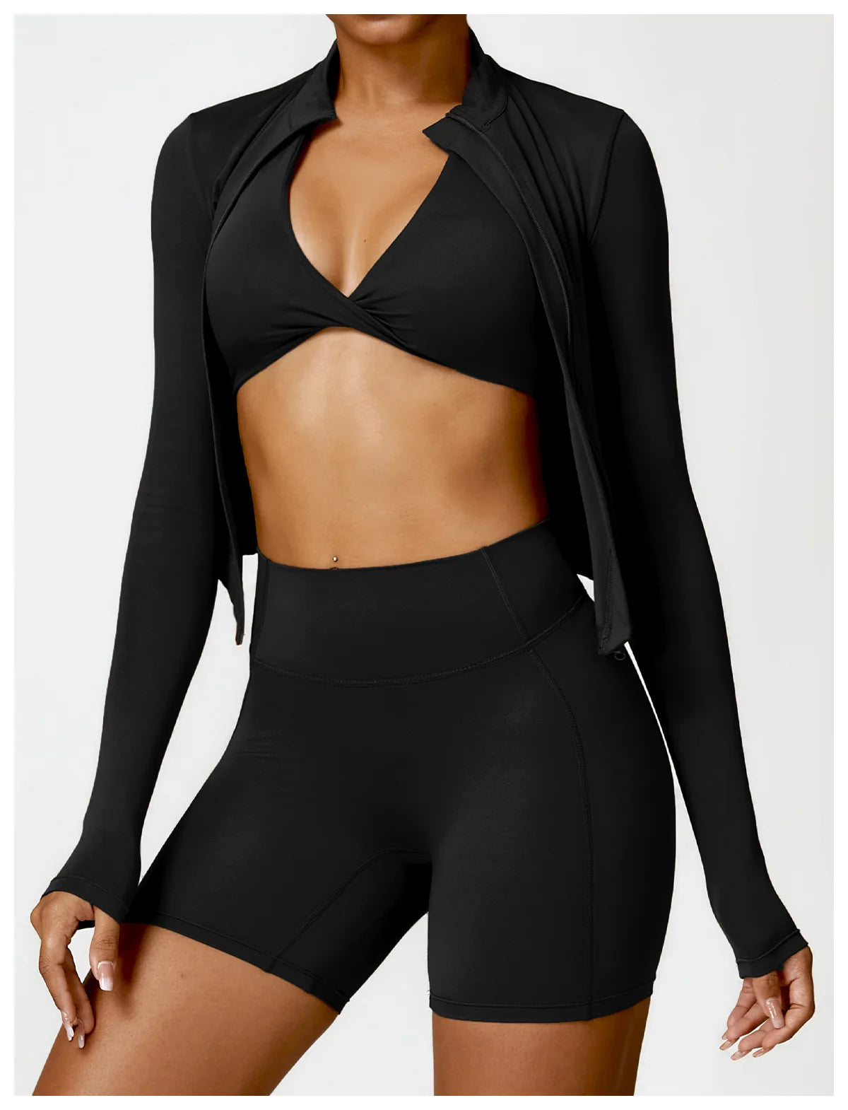 Premium Black - Premium Long Sleeve Yoga Workout Top