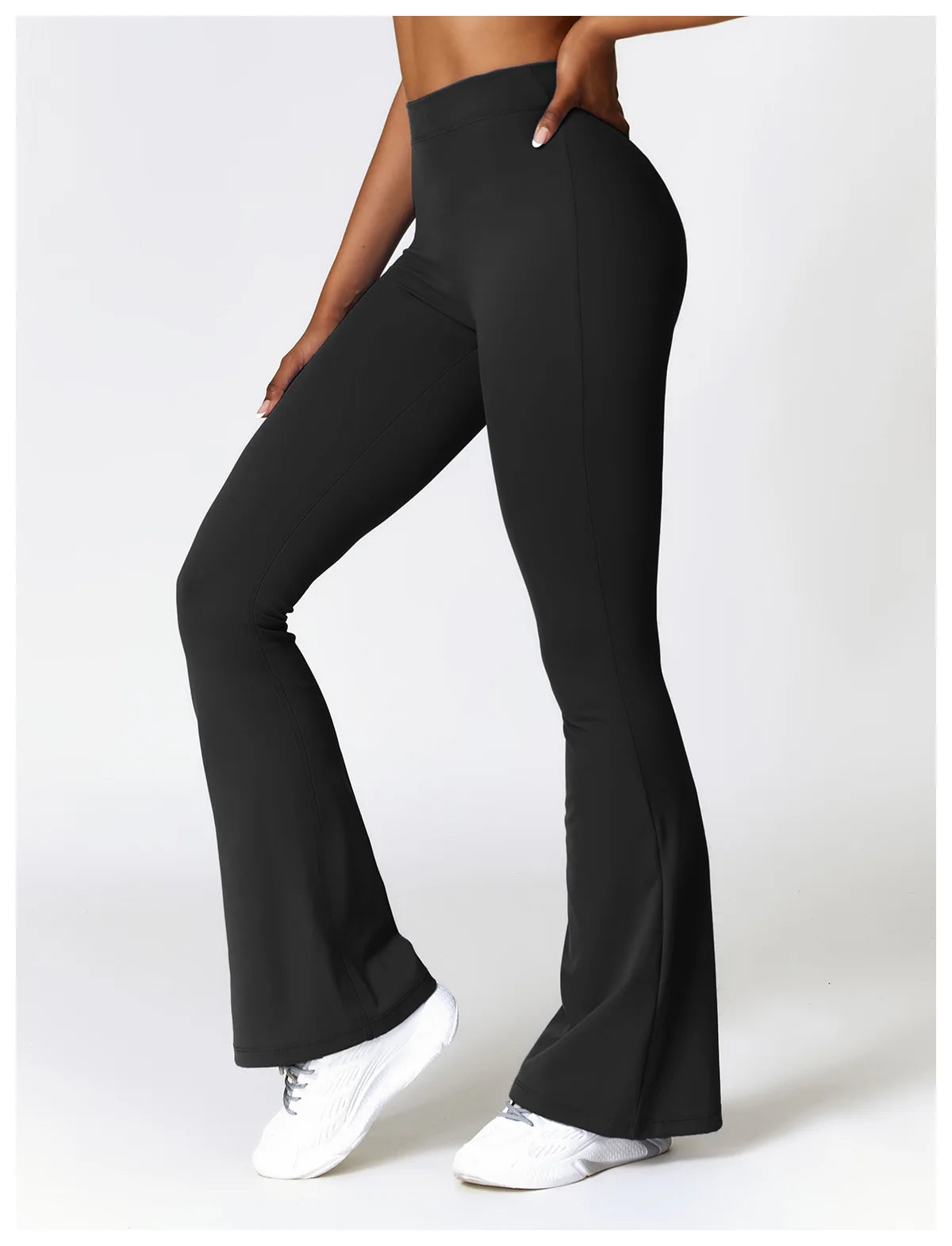 Premium Black - High Waist Flared Yoga Leggings for Women